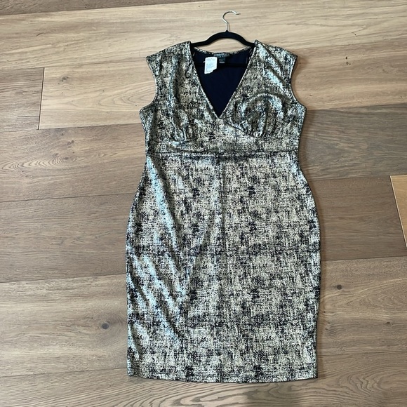 Forever 21 Plus Size 2X Black Gold Metallic Foil Dress NWT - Picture 5 of 11
